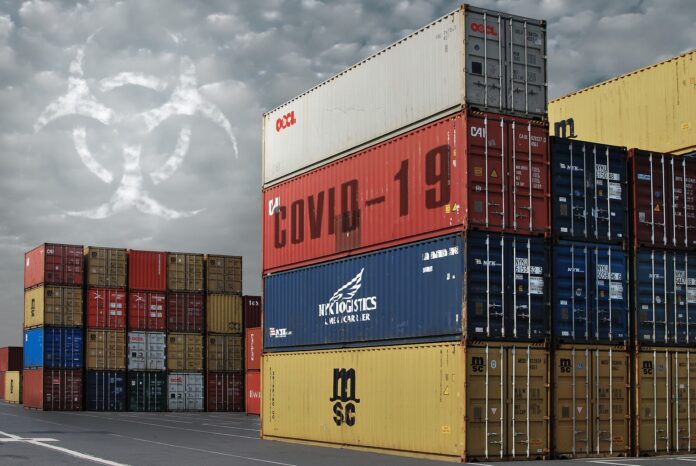 Container mit der Aufschrift „Covid-19“ aktienmarkt