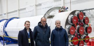 Merz am Startplatz von Isar Aerospace Weltraum Startplatz Raumfahrt Besuch bei Isar Aerospace Isar Aerospace State Visit (c) Isar Aerospace