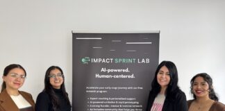 Neuer KI-basierter Incubator für Erstgründer Impact Sprint Lab für Gründerinnen und Gründer KI Das Team hinter dem Impact Sprint Lab (v.l.n.r.): Sandra Aguirre (Social Media Managerin), Anisha Mohil (Lead Impact Coach), Regine Haschka-Helmer (Head Coach) und Yamile Vargas (Head of Venture Building). Foto: Impact Sprint Lab
